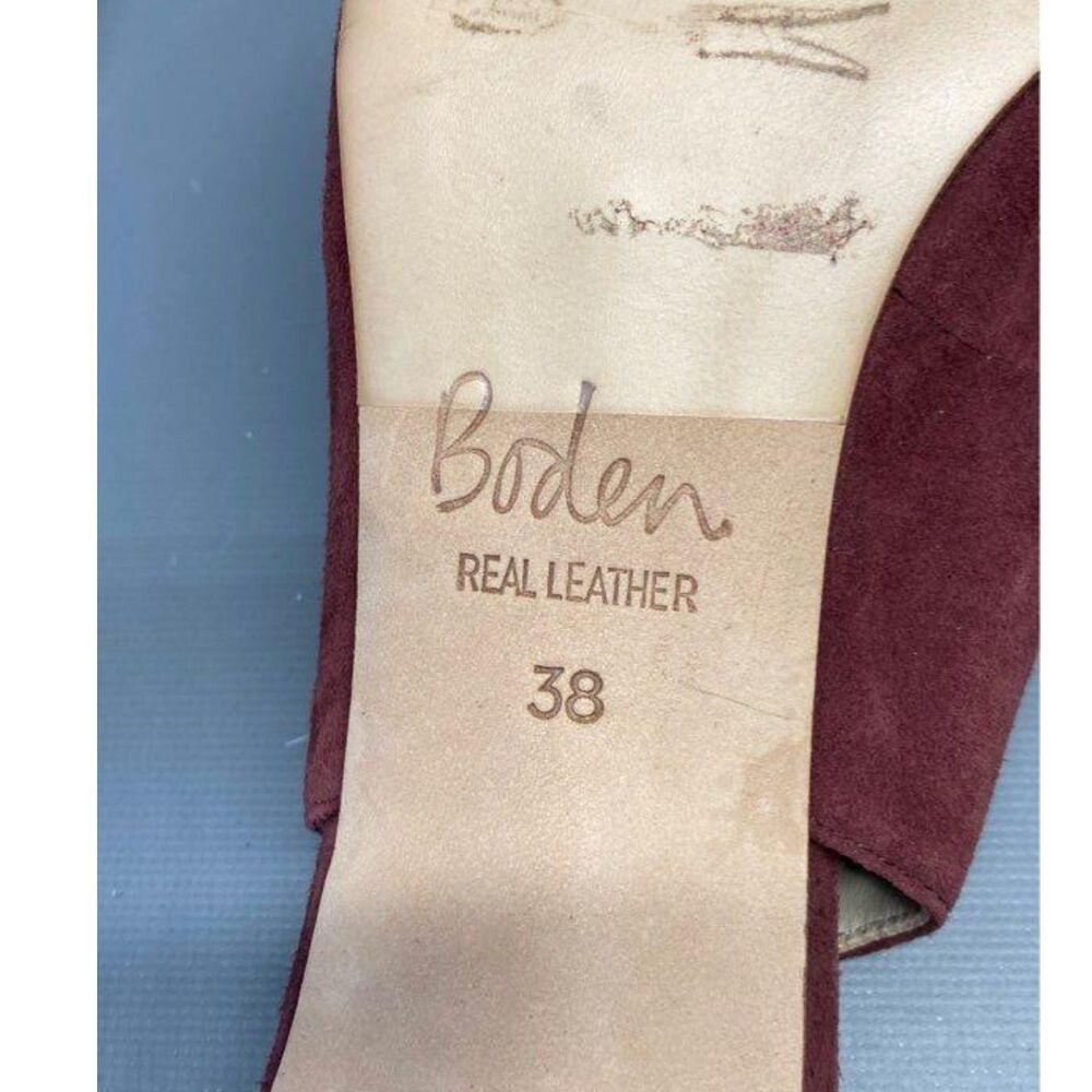 Boden Lena Burgundy Suede Pointed Toe Slingback Heels Block Heel Size 38 / 7.5 - Picture 6 of 8